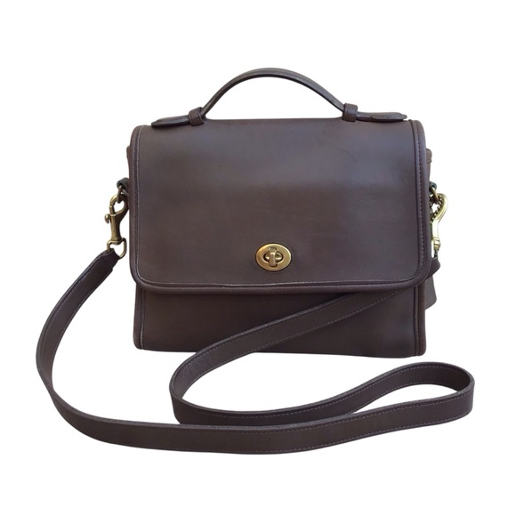 COACH Vintage Brown Leather Court Bag 9870 - Picture 3 of 16